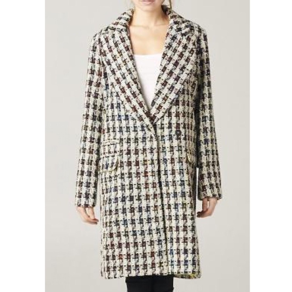 Houndstooth print oversized trench coat